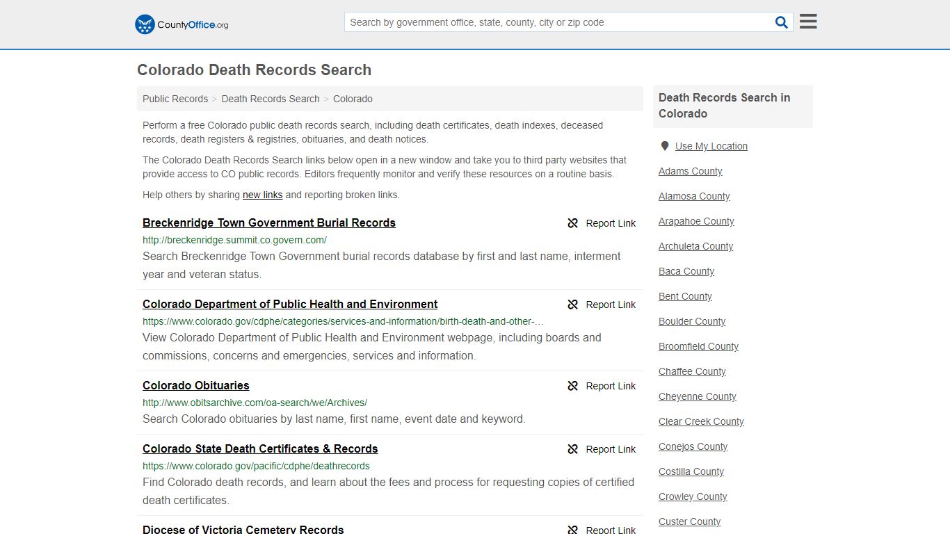 Death Records Search - Colorado (Death Certificates & Indexes)