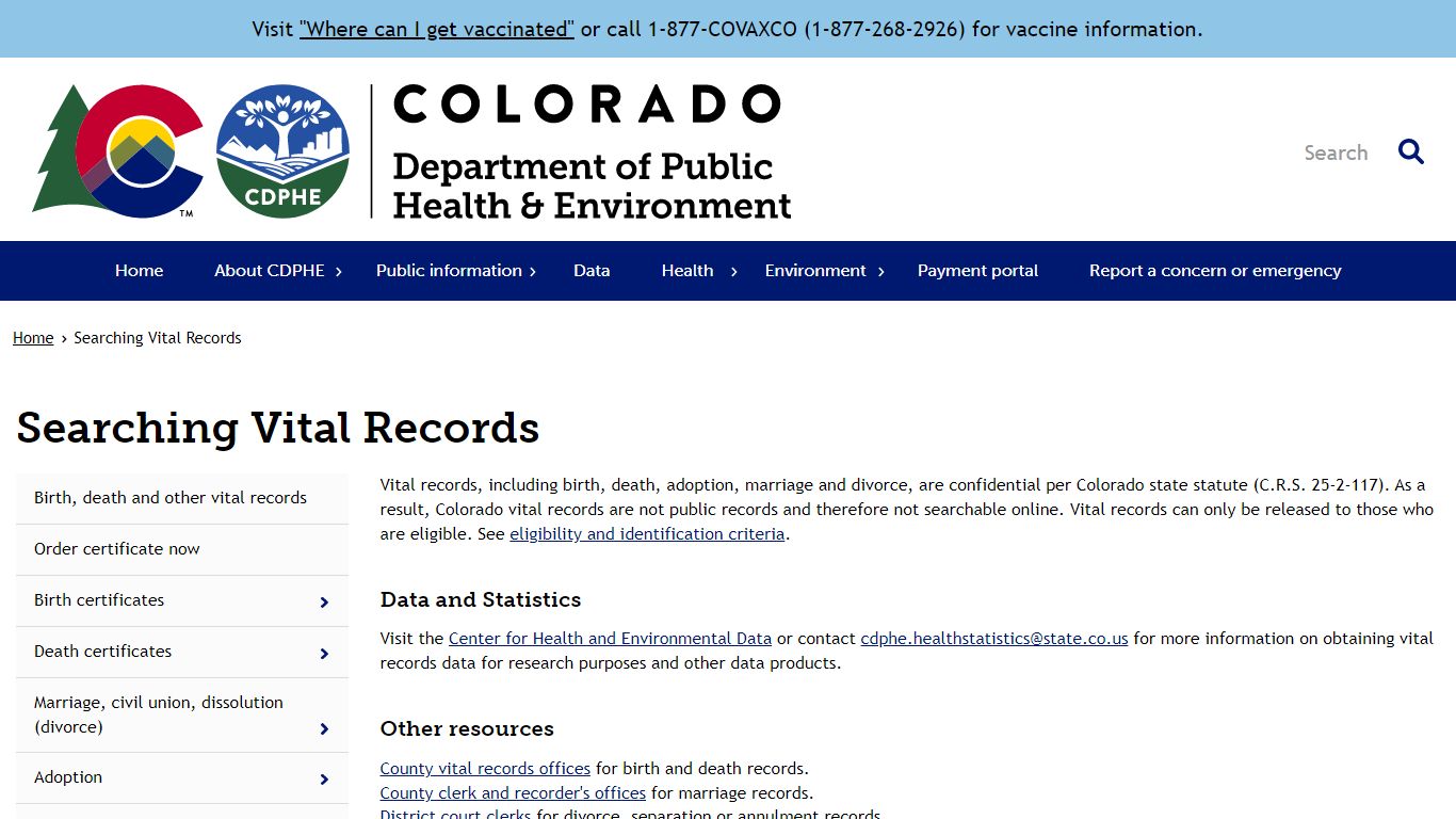 Searching Vital Records - Colorado